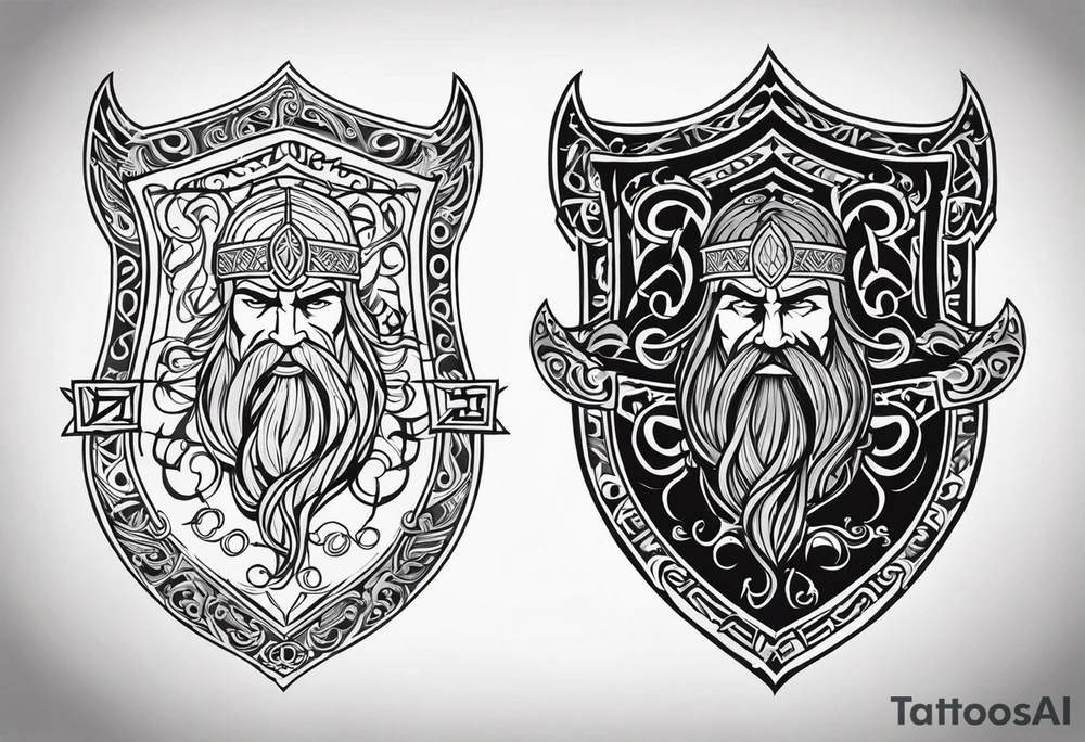 Valhalla viking gods shield tattoo idea