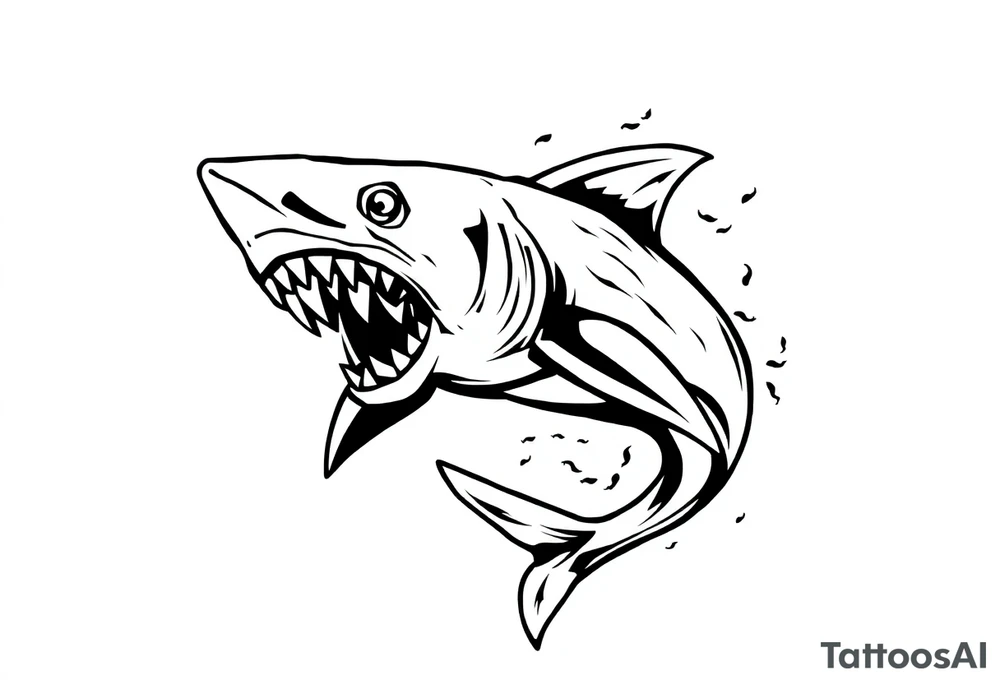 Masculine strong shark flowing tattoo idea