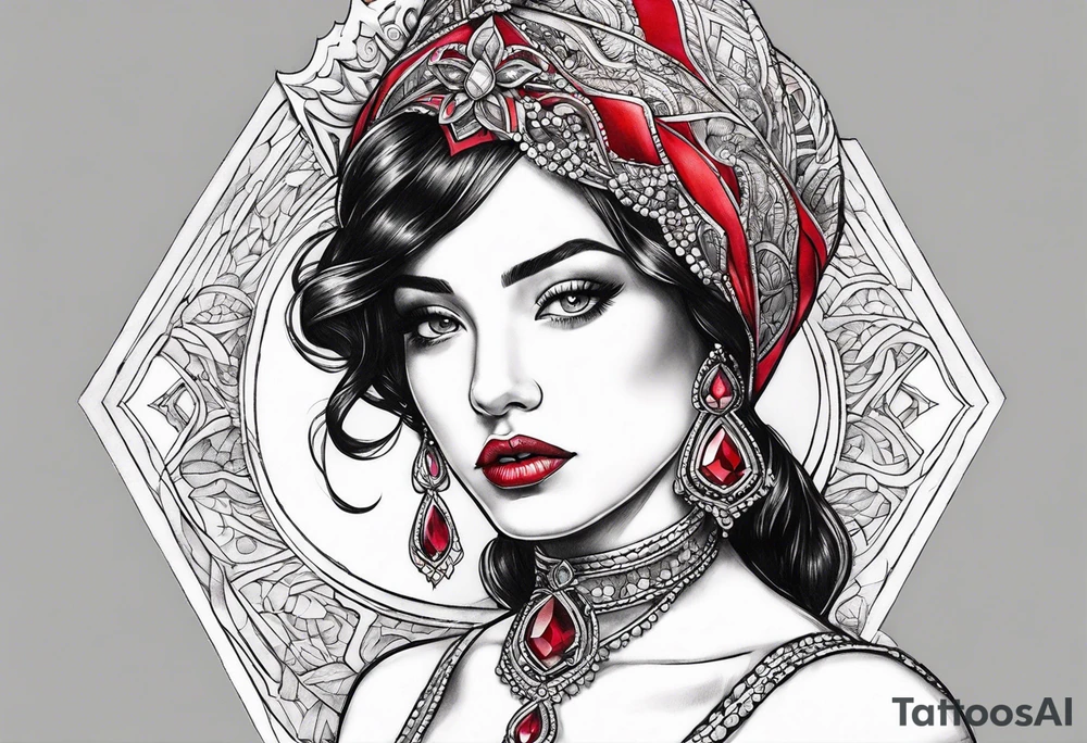 Ruby red small jewel tattoo idea
