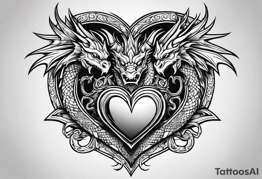 Dragon protecting a heart tattoo idea