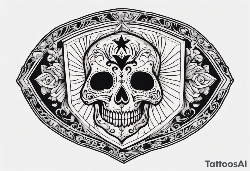 shadows of the dead inside a shield shape tattoo idea
