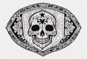shadows of the dead inside a shield shape tattoo idea