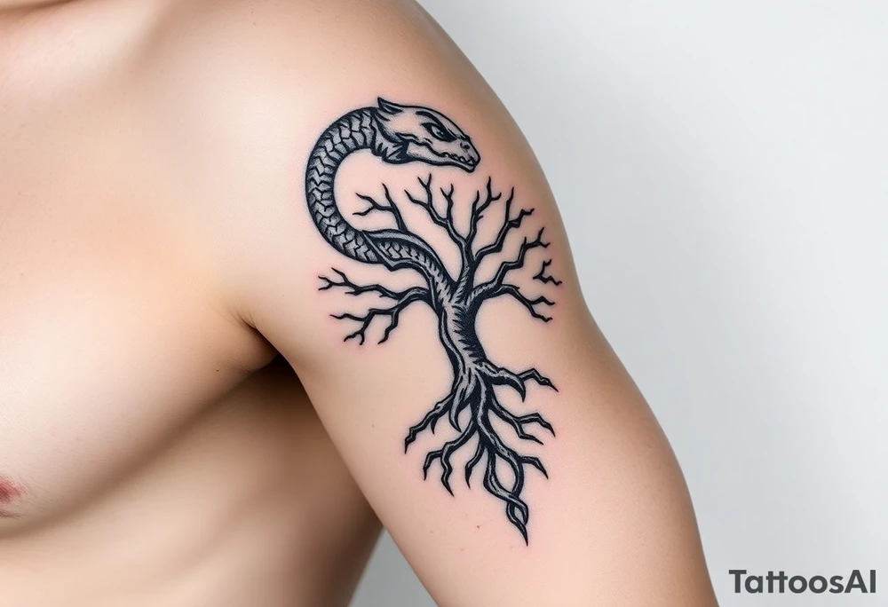 oroboros and tree of life tattoo idea