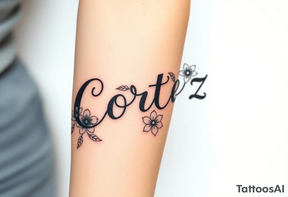 The name Cortez with flowers tattoo idea