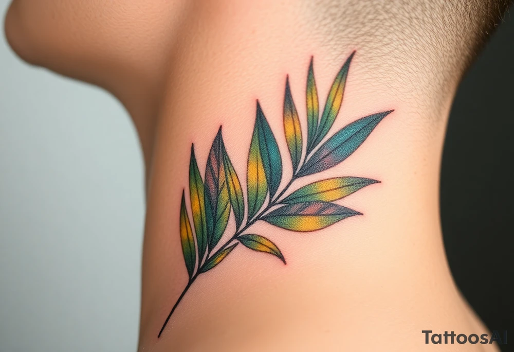 realistic large woven palm leaves tattoo idea