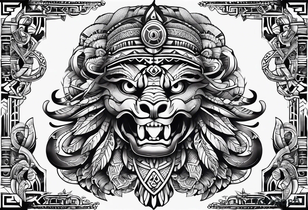 aztec snake sleeve tattoo idea