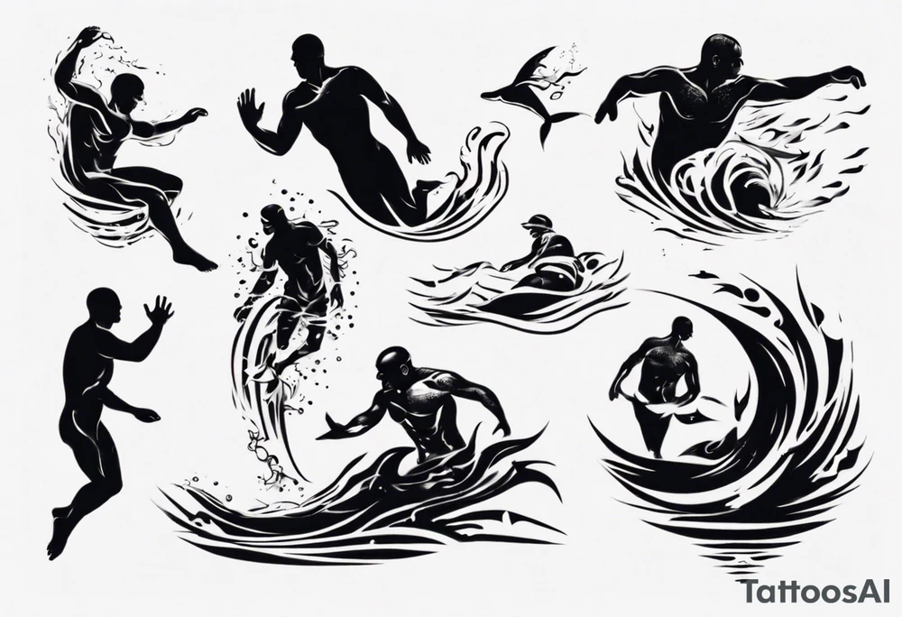 man swimming, no details tattoo idea