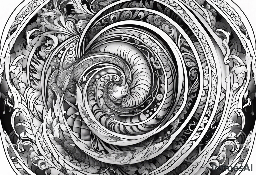 Elemental spiral arm sleeve tattoo idea
