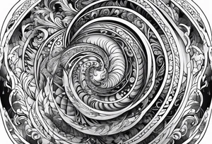 Elemental spiral arm sleeve tattoo idea