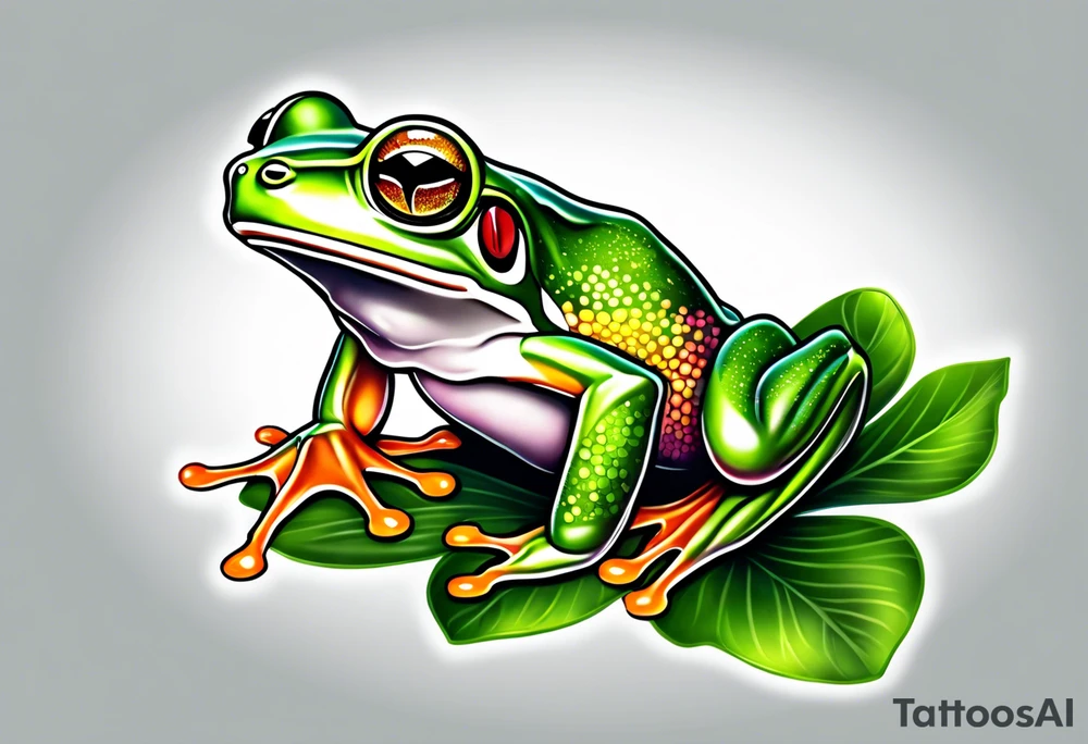 Tree frog in clover tattoo idea