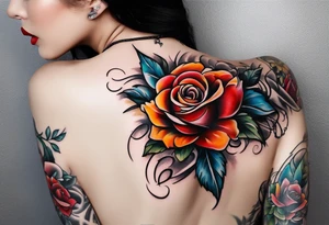 Rose neck tatto going from bottom earlobe down to collar bone tattoo idea