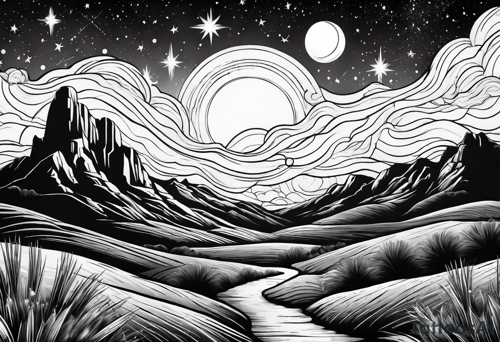 Galaxy sky with Arizona landscape tattoo idea