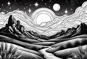 Galaxy sky with Arizona landscape tattoo idea