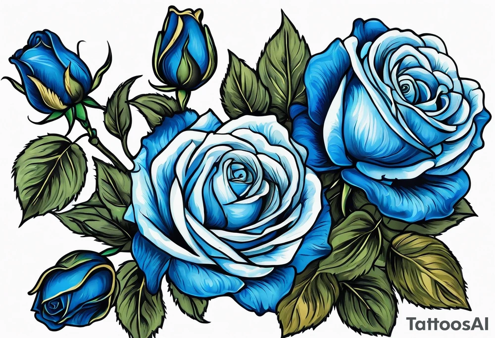 bouque of blue roses tattoo idea