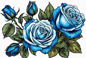 bouque of blue roses tattoo idea