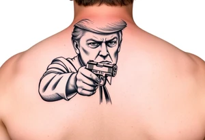 Trump with gun pointing at biden tattoo idea