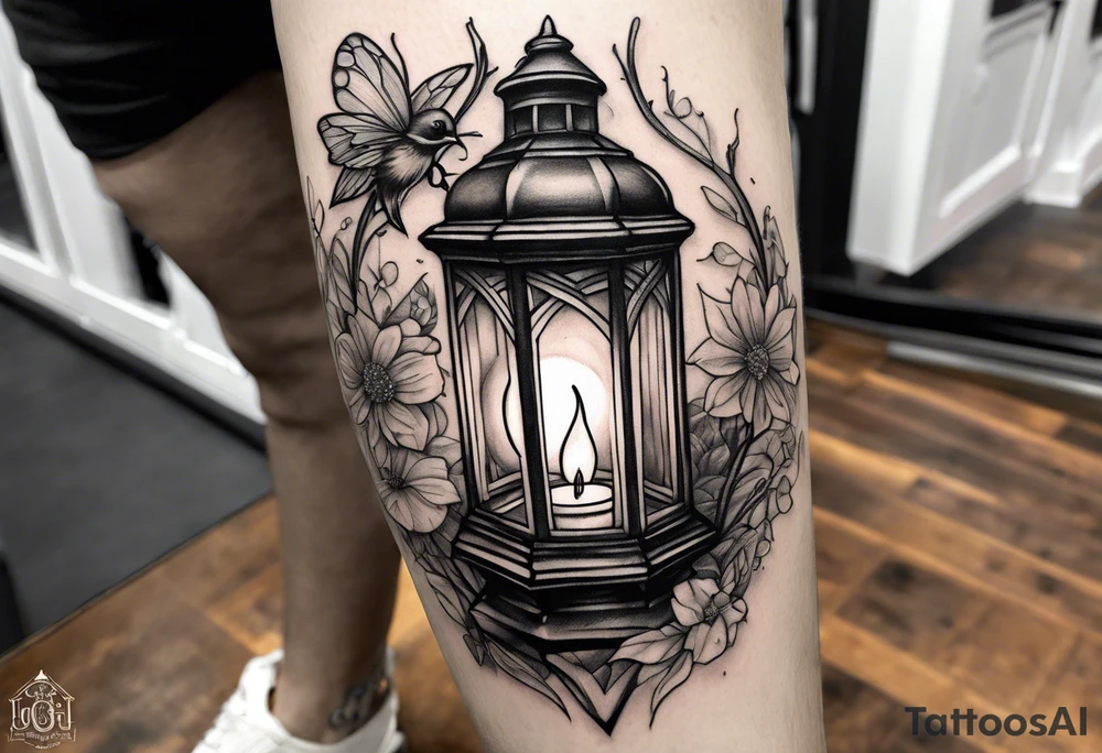 A fairy inside of a lantern tattoo idea