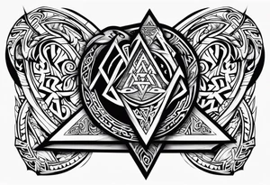 Valhalla sword shield dragon axe Valknut  tribal tattoo idea