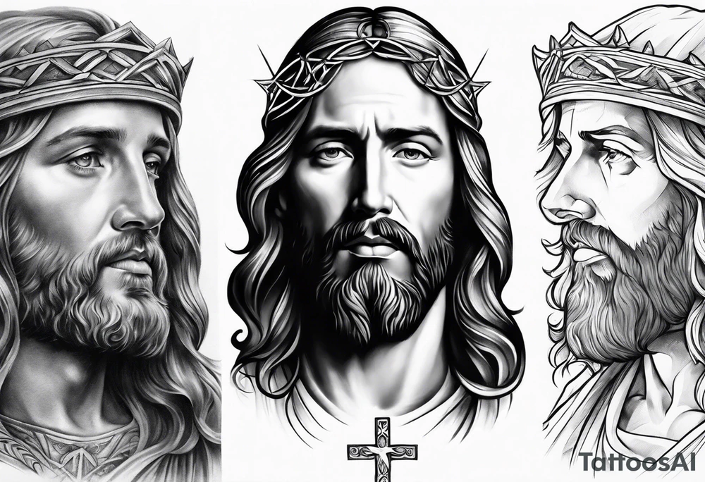 religious sleeve Jesus tattoo idea