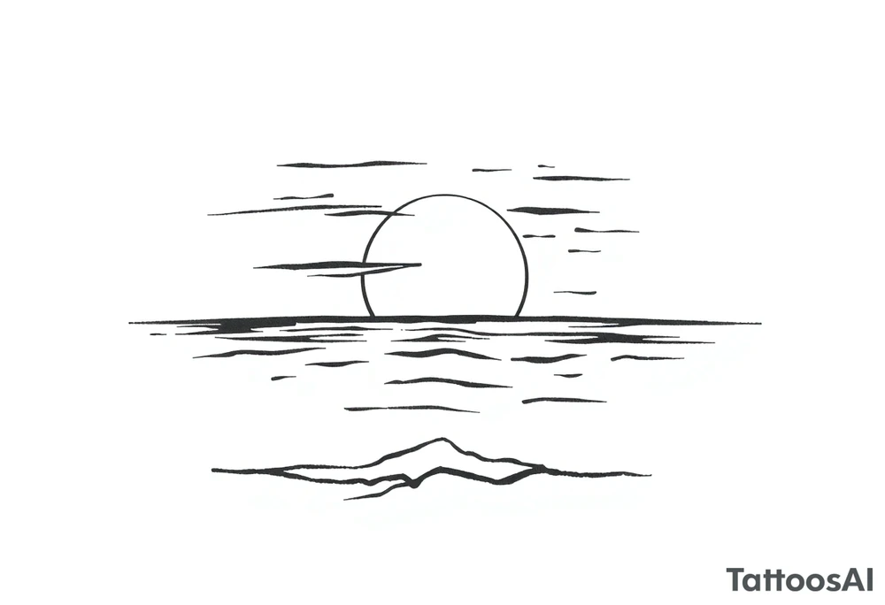 Sunset with ocean simple tattoo idea