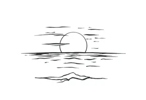 Sunset with ocean simple tattoo idea