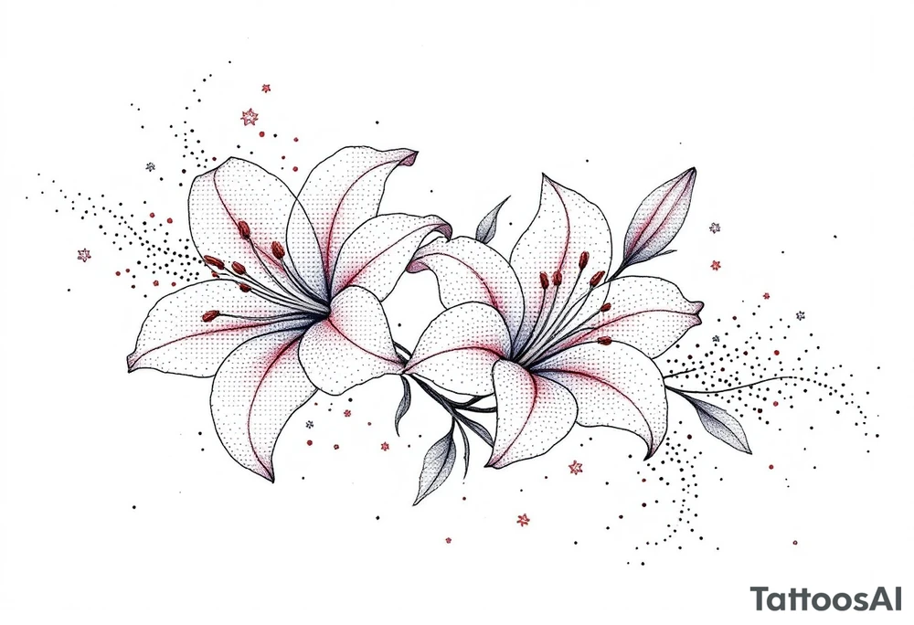 delicate lilies in frost with petals tattoo idea