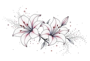 delicate lilies in frost with petals tattoo idea
