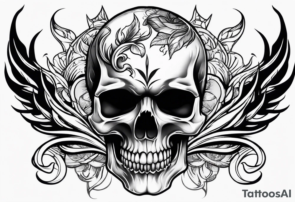Skull with flames tattoo idea