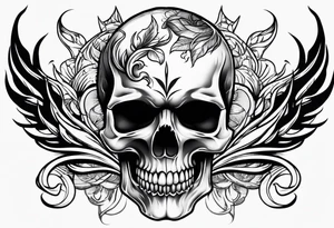 Skull with flames tattoo idea