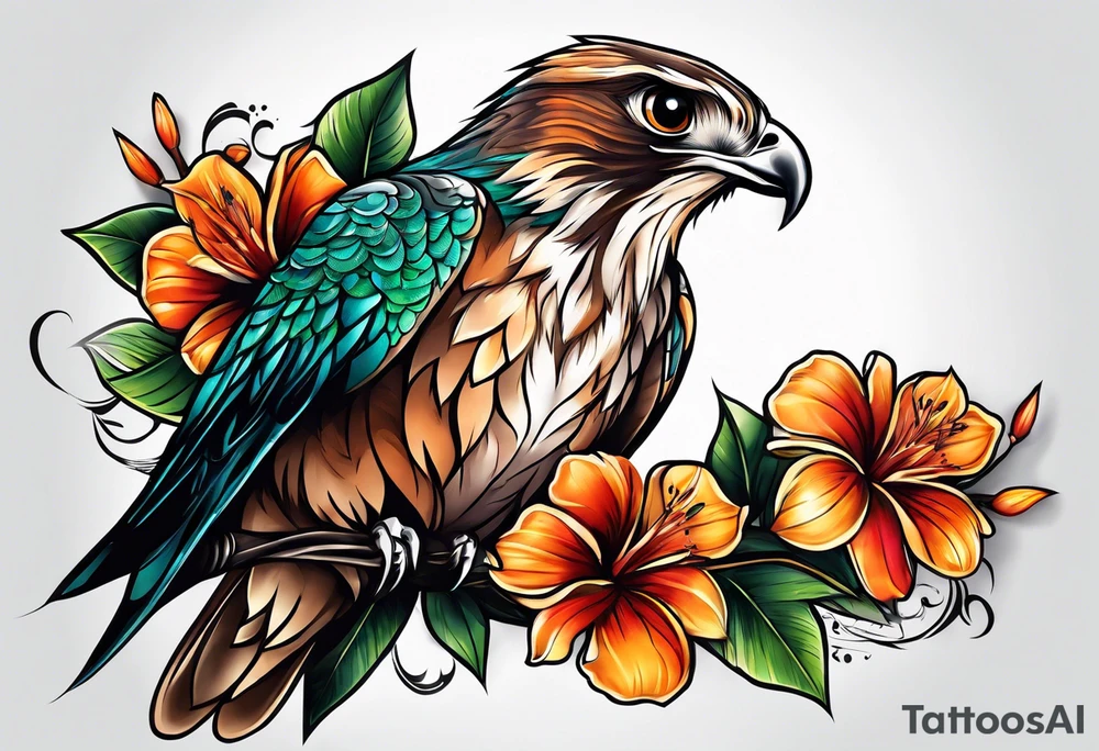 hawk and hummingbird tattoo idea