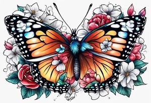 butterfly, snow, flower tattoo idea