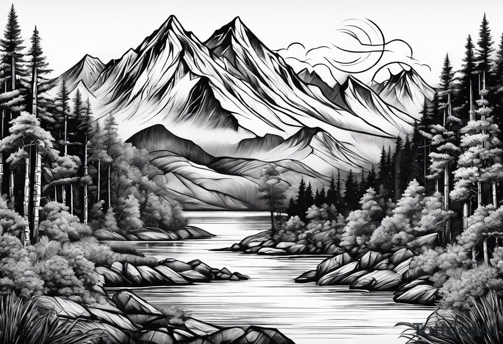 Mountain, beach, ocean tattoo idea