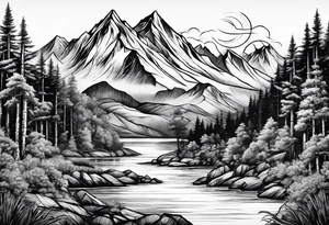 Mountain, beach, ocean tattoo idea