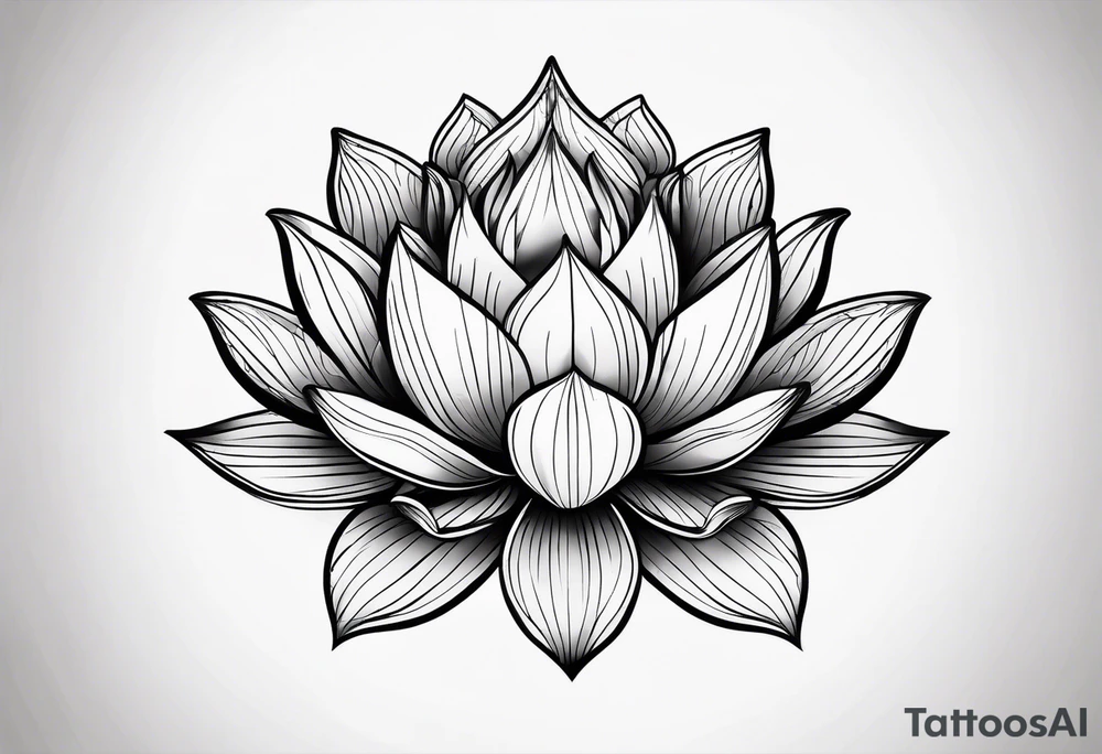 a masculine line drawing of a lotus flower tattoo idea