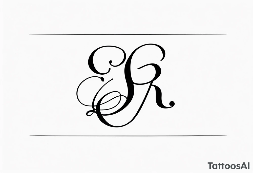 J and R initials cute and small and swirly lowercase simple tattoo idea