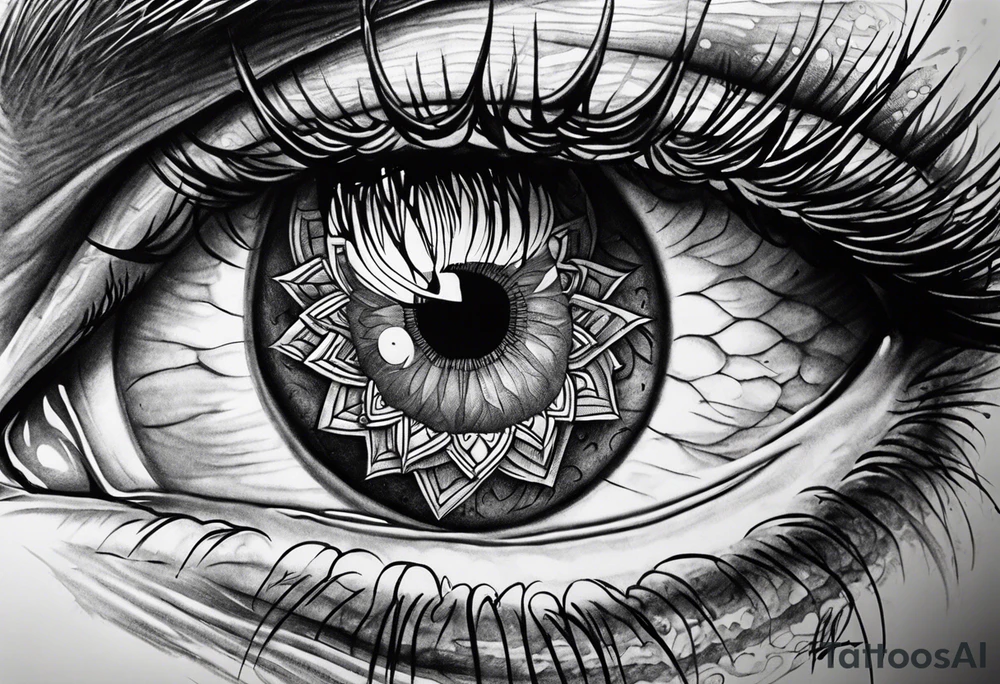 Spear through eyeball tattoo idea