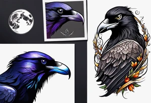 raven dad and osprey mother raising a family tattoo idea