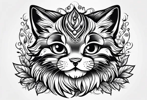 Super cute cartoon happy wildcat cub tattoo idea