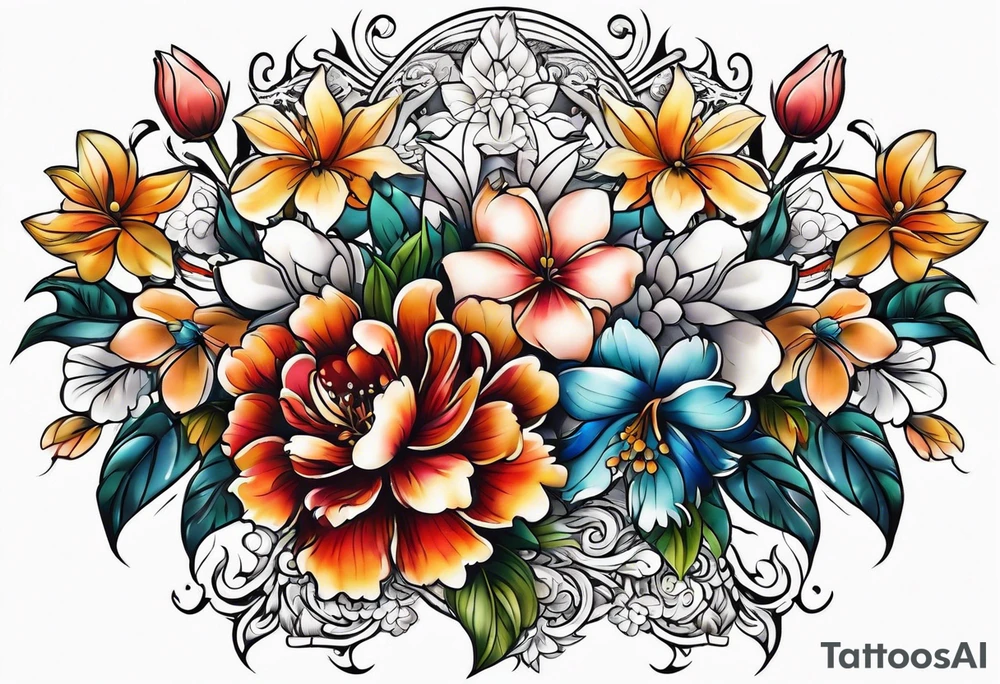 Flower chest piece tattoo idea