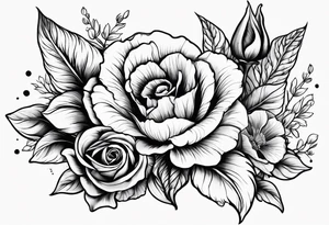 Floral tattoo for men with a rose, gladiolus flowers and a poppy tattoo idea