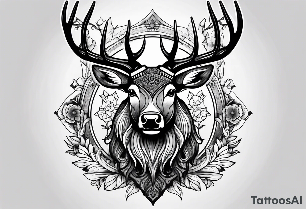 Western stag tattoo idea