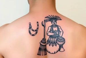 A picture of the lucayan people and things representing there culture in color tattoo idea