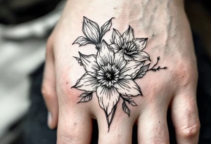 narcissus flowers, holly and jonquil flowers tattoo idea