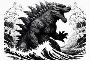 1995 Godzilla in the ocean tattoo idea