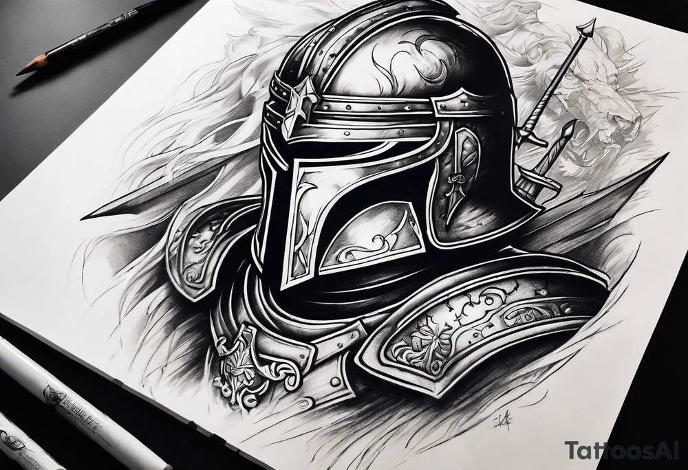 Wounded knight in battle tattoo idea