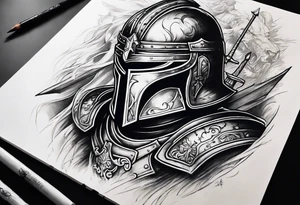 Wounded knight in battle tattoo idea