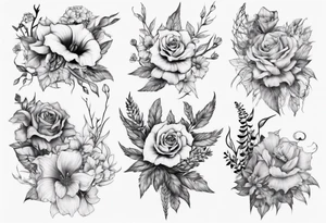 half skeleton ribs blooming flowers tattoo idea