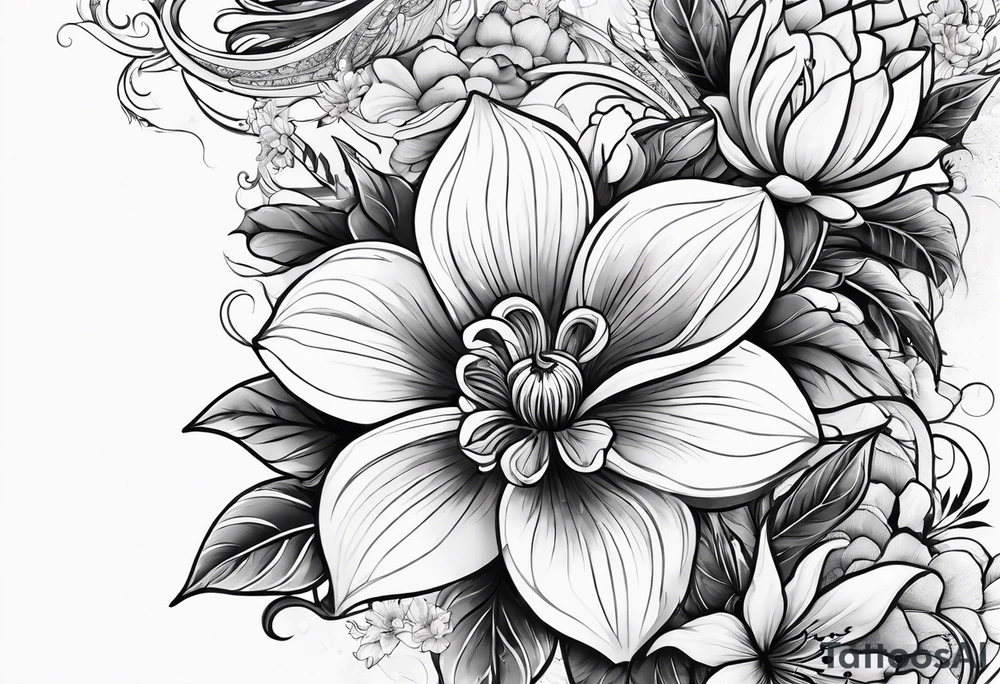 sea, flower tattoo idea
