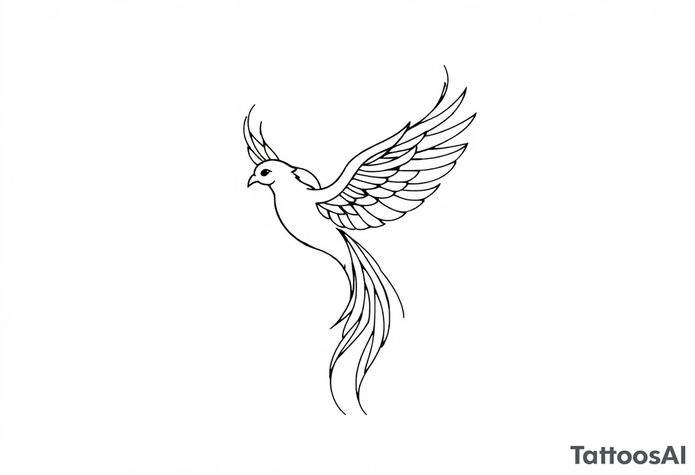 Fine line phoenix with line work tattoo idea