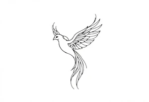 Fine line phoenix with line work tattoo idea